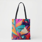 Kleurrijk geometrisch ontwerp, naam of monogram tote bag (Voorkant)