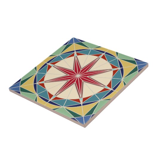 Kleurrijk Geometrisch Ontwerp Tegeltje (Zijkant)