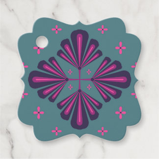 Kleurrijk geometrisch patroon in klassieke retro s bedankjes labels