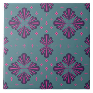 Kleurrijk geometrisch patroon in klassieke retro s tegeltje
