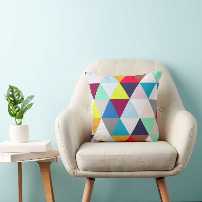 Kleurrijk geometrisch patroon kussen (Stoel)