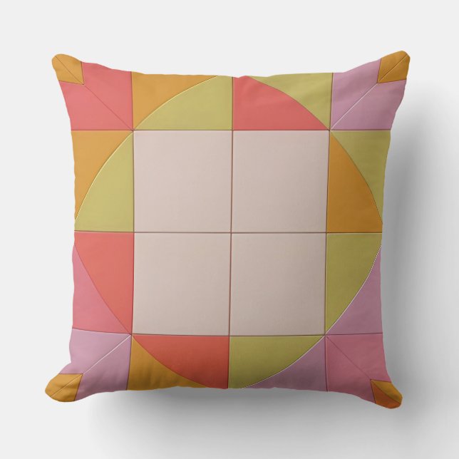 Kleurrijk Geometrisch Patroon Kussen (Voorkant)