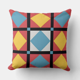 Kleurrijk Geometrisch Patroon met Abstracte Vormen Kussen