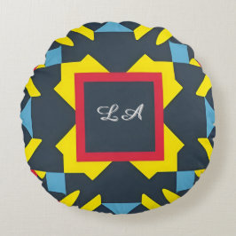 Kleurrijk Geometrisch Patroon met Abstracte Vormen Rond Kussen