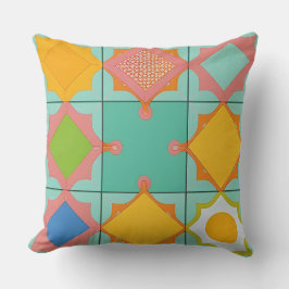 Kleurrijk Geometrisch Patroon Met Levendige Vormen Kussen