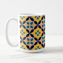 Kleurrijk geometrisch patroon met retro-tegelontwe koffiemok