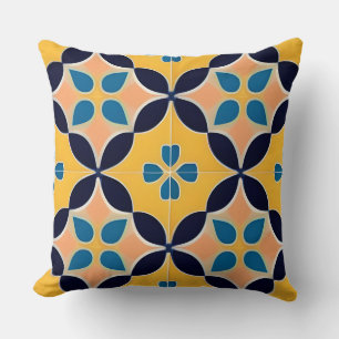 Kleurrijk geometrisch patroon met retro-tegelontwe kussen