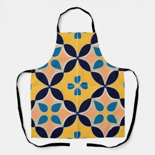 Kleurrijk geometrisch patroon met retro-tegelontwe schort