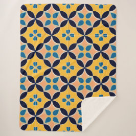 Kleurrijk geometrisch patroon met retro-tegelontwe sherpa deken