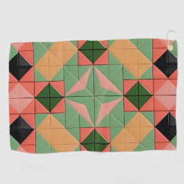 Kleurrijk geometrisch patroon met symmetrische vie golfhanddoek
