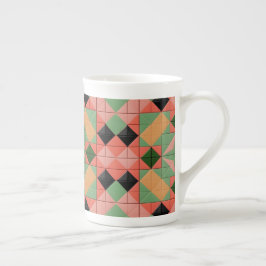 Kleurrijk geometrisch patroon met symmetrische vie porselein kop