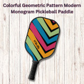 Kleurrijk Geometrisch Patroon Modern Monogram Pickleball Paddle