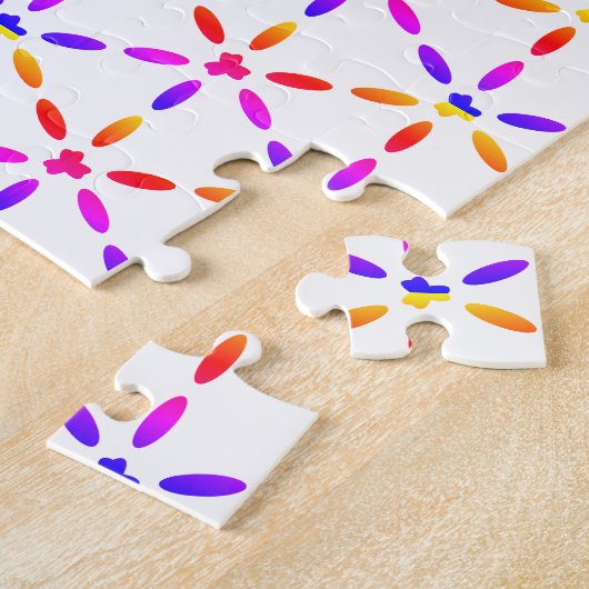 Kleurrijk geometrisch patroon op wit legpuzzel (Zijkant)