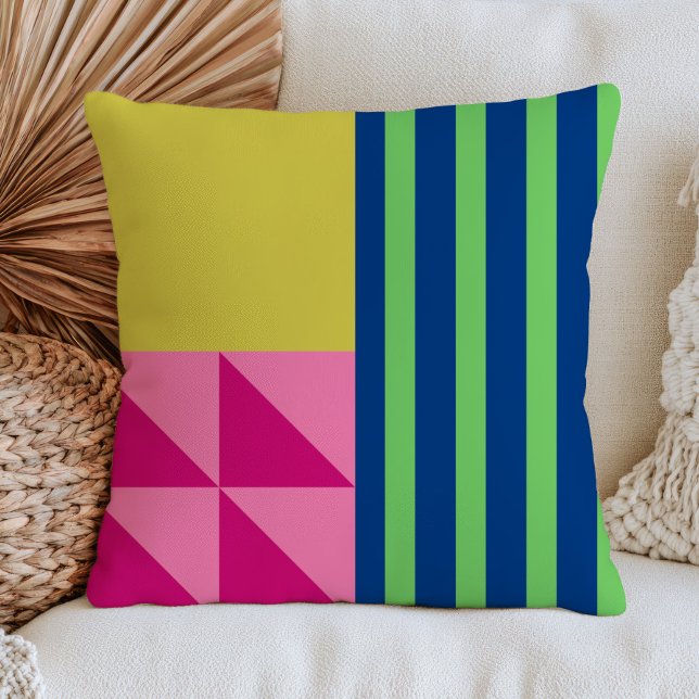 Kleurrijk geometrisch patroon retro midde jaren vi kussen (Creator heeft geüpload)