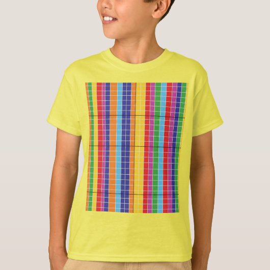 Kleurrijk geometrisch patroon T-shirt op geel | Bo (Voorkant)