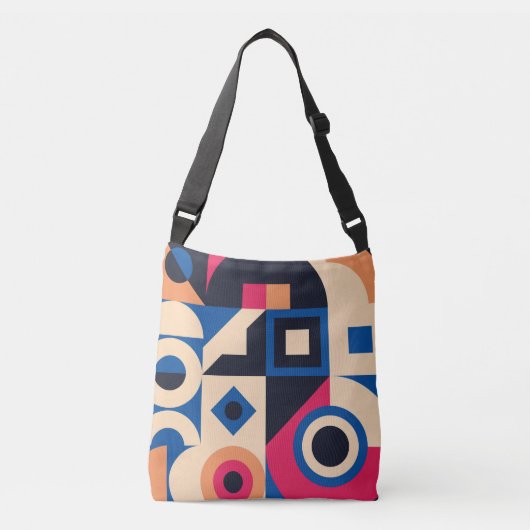 kleurrijk geometrisch patroon van de cirkel crossbody tas (Voorkant)