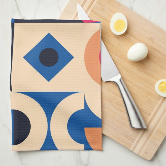 kleurrijk geometrisch patroon van de cirkel theedoek (Quarter Fold)