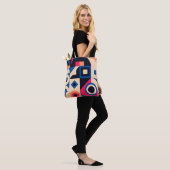 kleurrijk geometrisch patroon van de cirkel tote bag (Op model)