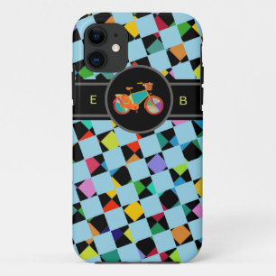 kleurrijk geometrisch patroon van de fiets iPhone 11 hoesje