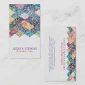 Kleurrijk geometrisch patroon & witte paisley over visitekaartje (Voorkant / Achterkant)