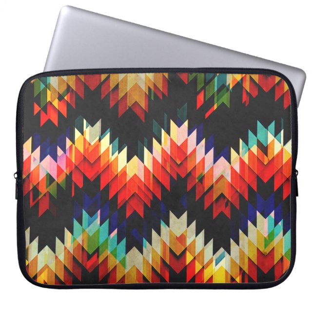 Kleurrijk geometrisch pief laptop sleeve (Voorkant)