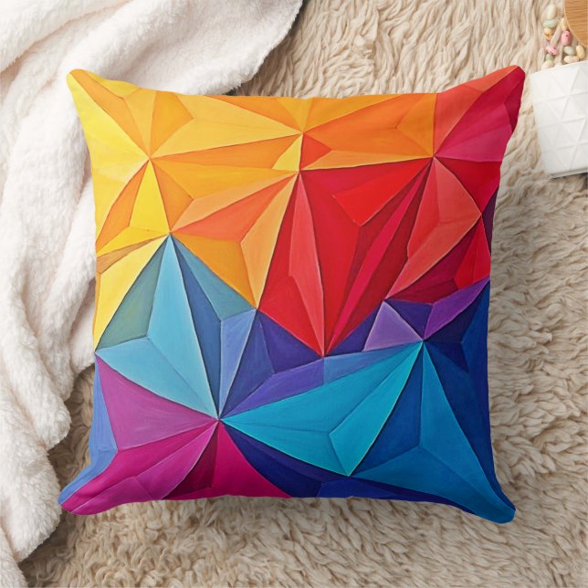 Kleurrijk Geometrisch Prisma Abstract Kunst Kussen (Deken)