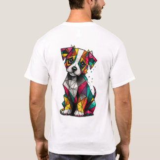 Kleurrijk Geometrisch Puppyshirt – Moderne Honden  T-shirt