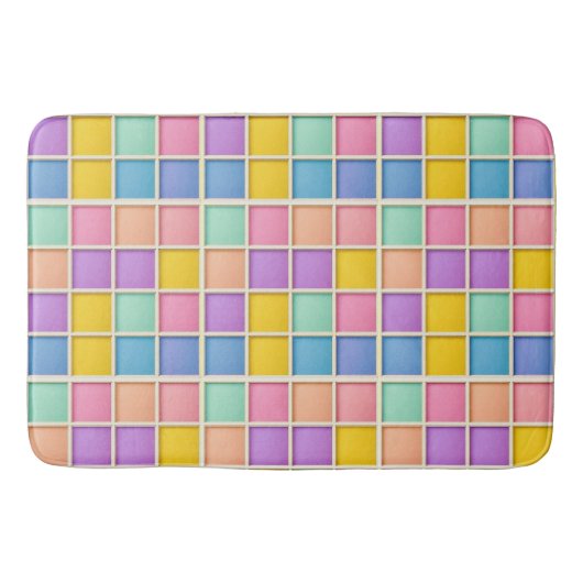Kleurrijk Geometrisch Rasterpaneel Badmat (Voorkant)