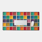 Kleurrijk Geometrisch Rasterpaneel Bureaumat (Keyboard & Muis)
