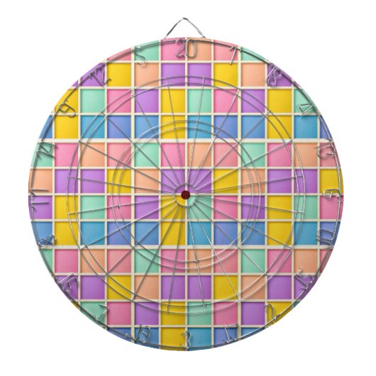 Kleurrijk Geometrisch Rasterpaneel Dartbord (Voorkant)