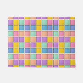 Kleurrijk Geometrisch Rasterpaneel Deurmat