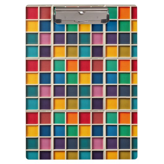 Kleurrijk Geometrisch Rasterpaneel Klembord (Voorkant)