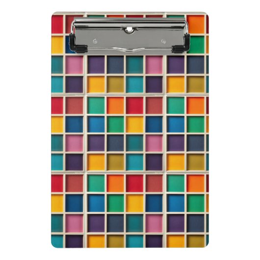 Kleurrijk Geometrisch Rasterpaneel Mini Klembord (Voorkant)
