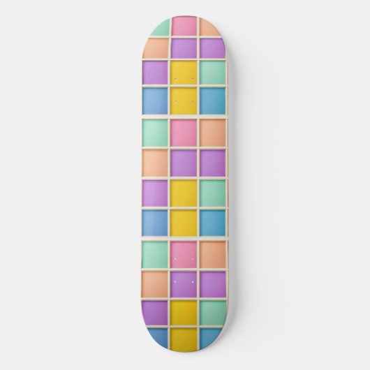 Kleurrijk Geometrisch Rasterpaneel Persoonlijk Skateboard (Voorkant)