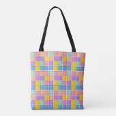 Kleurrijk Geometrisch Rasterpaneel Tote Bag (Achterkant)