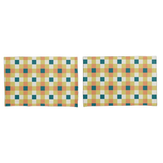 Kleurrijk Geometrisch Rasterpatroon met Retro Pale Kussensloop (Voorkant-Set)