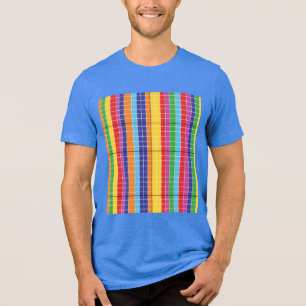 Kleurrijk Geometrisch Regenboog Grid Patroon T-Shi Tri-Blend Shirt