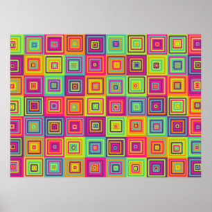 Kleurrijk Geometrisch Vierkant Patroon Poster