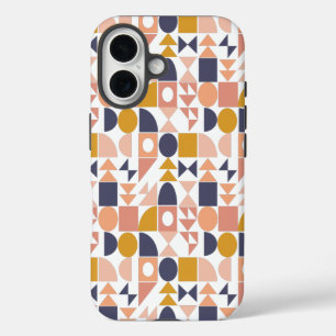 Kleurrijk Geometrisch Vormpatroon in Herfstkleuren iPhone 16 Hoesje