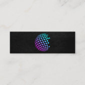 Kleurrijk geometrisch Wereldbol | Zwart leder Exec Mini Visitekaartje (Voorkant)