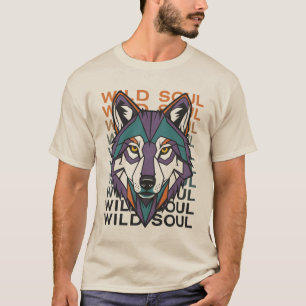 Kleurrijk Geometrisch Wolf Design T-shirt