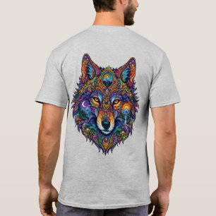 Kleurrijk Geometrisch Wolf Grafisch T-Shirt - Arti