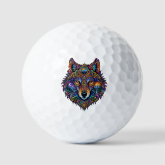 Kleurrijk Geometrisch Wolf Grafisch T-Shirt - Arti Golfballen