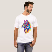 Kleurrijk Geometrisch Wolf T-Shirt (Voorkant volledig)