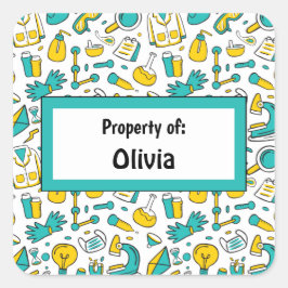 Kleurrijk gepersonaliseerd patroon voor de schoolw vierkante sticker