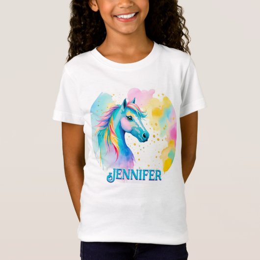 Kleurrijk Gepersonaliseerd Spirit Pony 10 Kind T-s T-shirt (Voorkant)