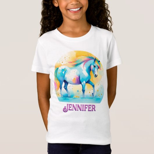 Kleurrijk Gepersonaliseerd Spirit Pony 14 Kind T-s T-shirt (Voorkant)