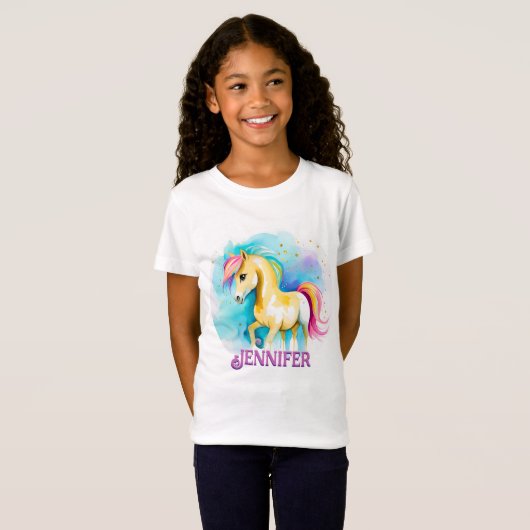 Kleurrijk Gepersonaliseerd Spirit Pony 15 Kind T-s T-shirt (Voorkant volledig)
