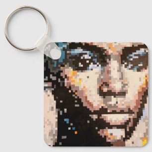 Kleurrijk geportretteerd in pixels sleutelhanger