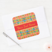 Kleurrijk geruit abstract patroon vierkante sticker (Envelop)